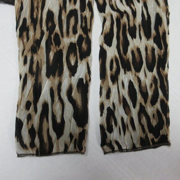 CHICO'S Pleated Elegance Faux Fur Collar Jacket Sz 1 Medium Leopard Animal Print - Picture 5 of 15